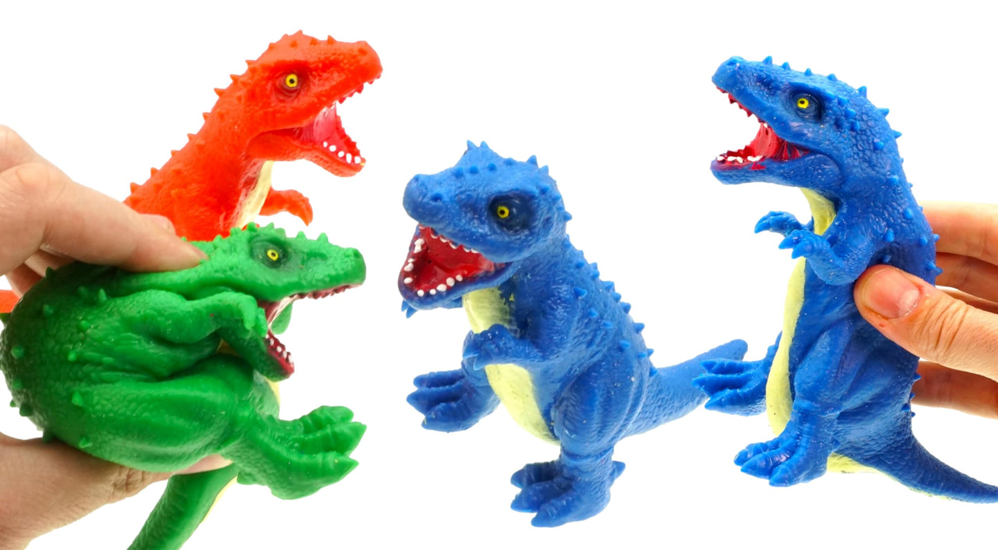 Ja-Ru Stretchy Toy Dinosaur Toy (1 Unit) T-Rex Rubber Dino ,Super Squishy And Individually Packed Fidget Toys For Boys, Realisti