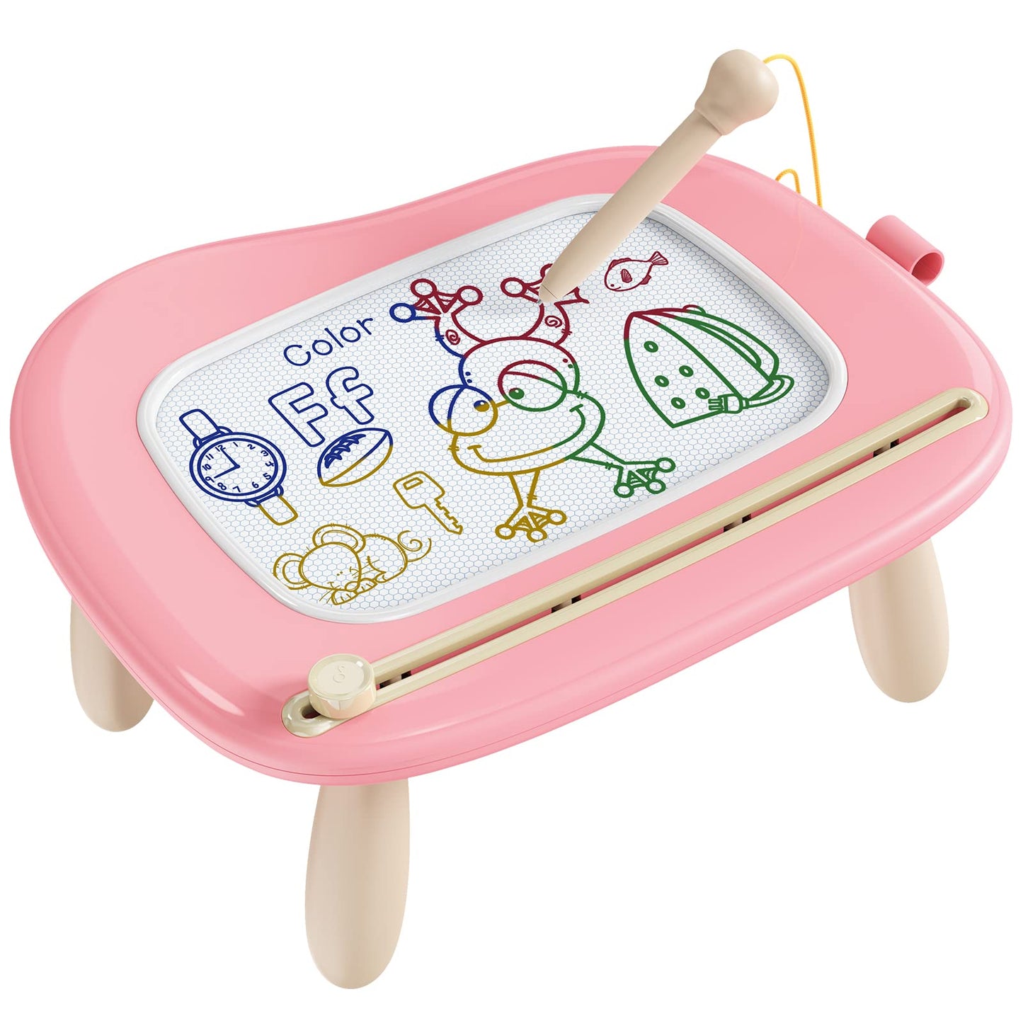 Bravokids Toddler Toys , Sturdy Magnetic Drawing Board, Colorful Doodle Sketch Pad Educational Learning Sensory Toy Birthday Gifts For 1 2 3 Years Old Girls Boys (Pink)