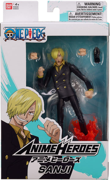Bandai Anime Heroes One Piece Figures Sanji Action Figure | 17Cm Articulated Sanji Anime Figure With Swappable Arms And Faces One Piece Action Figures Pirate Toys Range