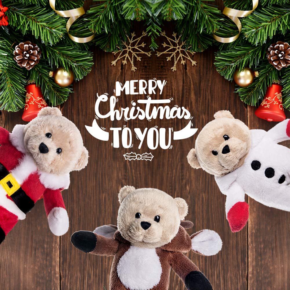 My Oli 7' Plush Christmas Stuffed Animal Teddy Bears 3 Pack Christmas Plush Toys: Santa, Reindeer And Snowman With Flippable Hats For Kids Christmas Hanging Plush Decorations