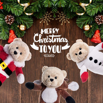 My Oli 7' Plush Christmas Stuffed Animal Teddy Bears 3 Pack Christmas Plush Toys: Santa, Reindeer And Snowman With Flippable Hats For Kids Christmas Hanging Plush Decorations