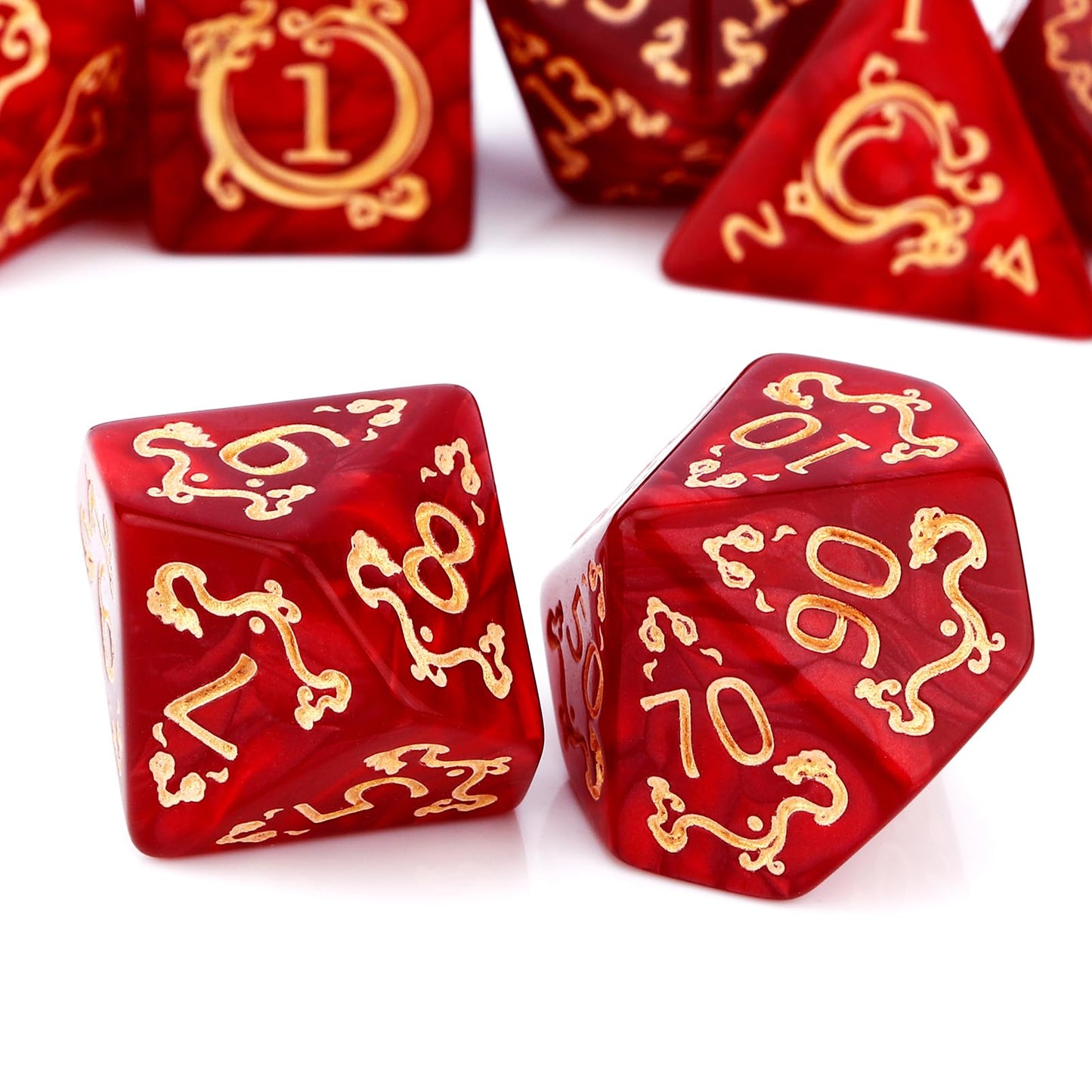PJOY DND Dice Set Red Polyhedral D&D Dice for Dungeons and Dragons Role Playing Games TTRPG DND Gifts