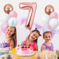 40 Inch Rose Gold Number 7 Balloon, 7Th Birthday Balloons, 11Pcs Rose Gold Birthday Print Balloons Matt White Pink Latex Balloon