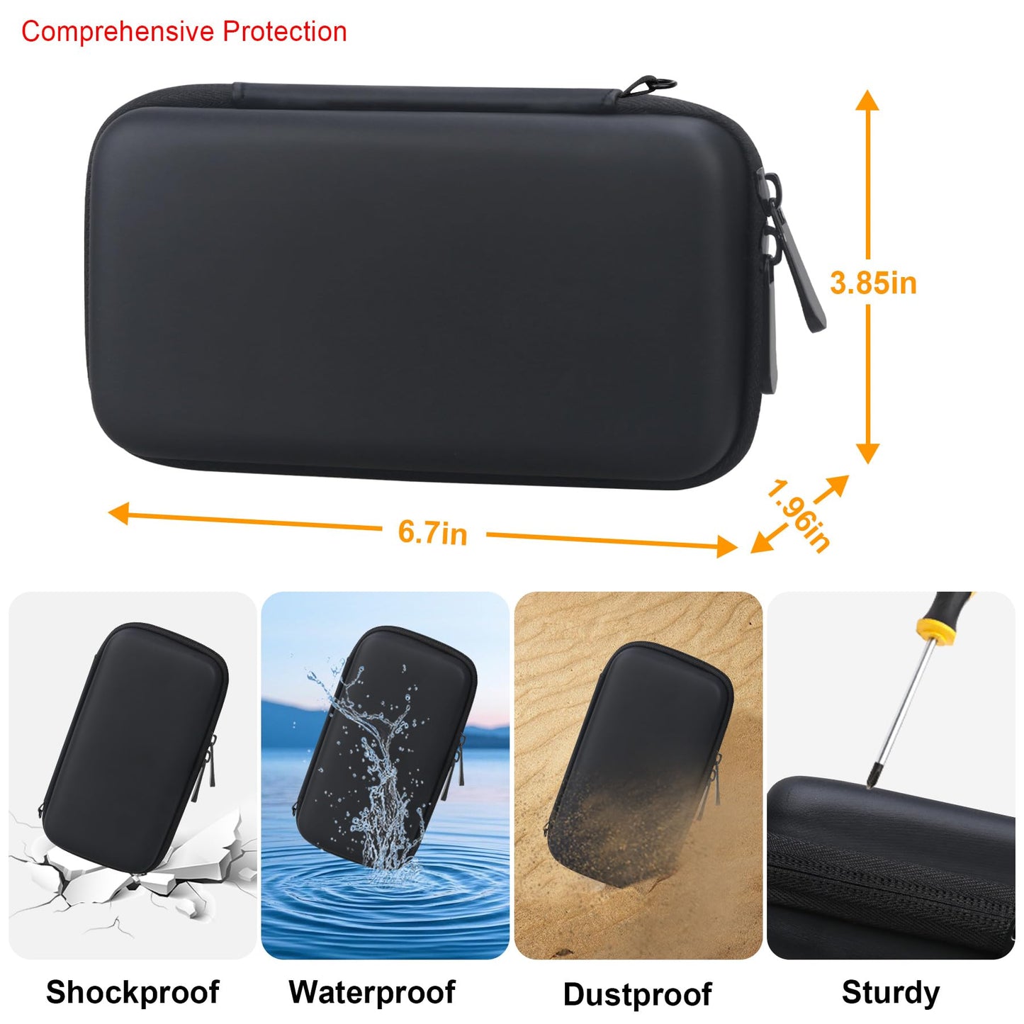 Elonbo Carrying Case for TEBIYOU/ Great Boy/ Beico Handheld Game Console Retro Video Games  Portable Gaming Player Travel Storage Cover  Mini Arcade Electronic Toy Holder Bag  Black+Inside Orange