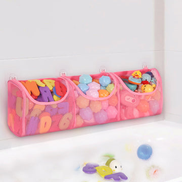 Docmon Bath Toy Storage, Large Capacity Bath Toy Holder, Opening 3 Compartments Bathtub Toy Storage, Quick Dry Bath Toy Organize