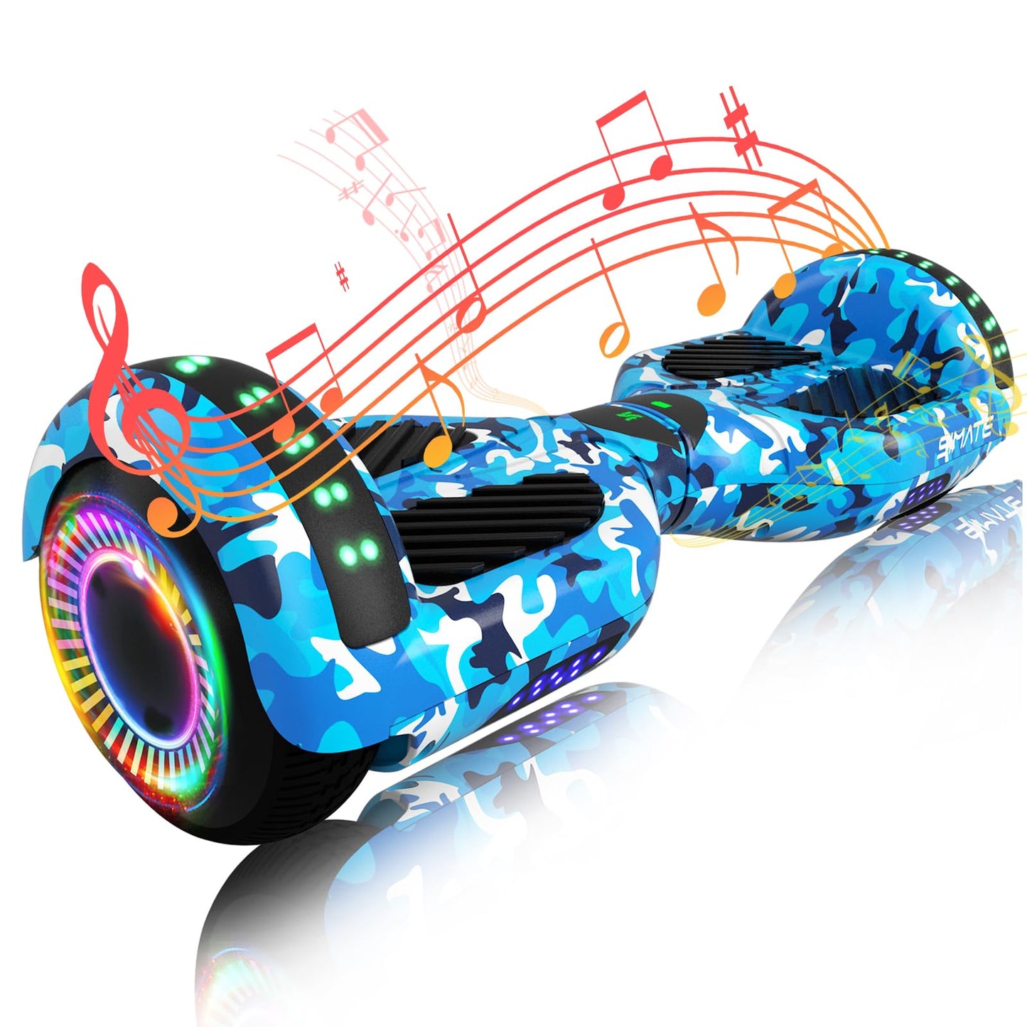 SIMATE 6.5" Bluetooth Hoverboard - Galaxy Purple, Self-Balancing, LED Lights for Kids & Adults