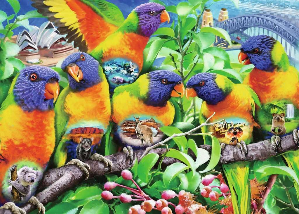 Ravensburger 1000 Piece Jigsaw Puzzle - Land of The Lorikeet, Multicolor, 27 x 20 inches, Model 16815, Unique Pieces with Softclick Technology