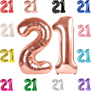 21 Balloon Number, Rose Gold Number 21St Birthday Balloons 40 Inch, 21 Or 12 Years Old Rose Gold Birthday Decorations For Men Wo
