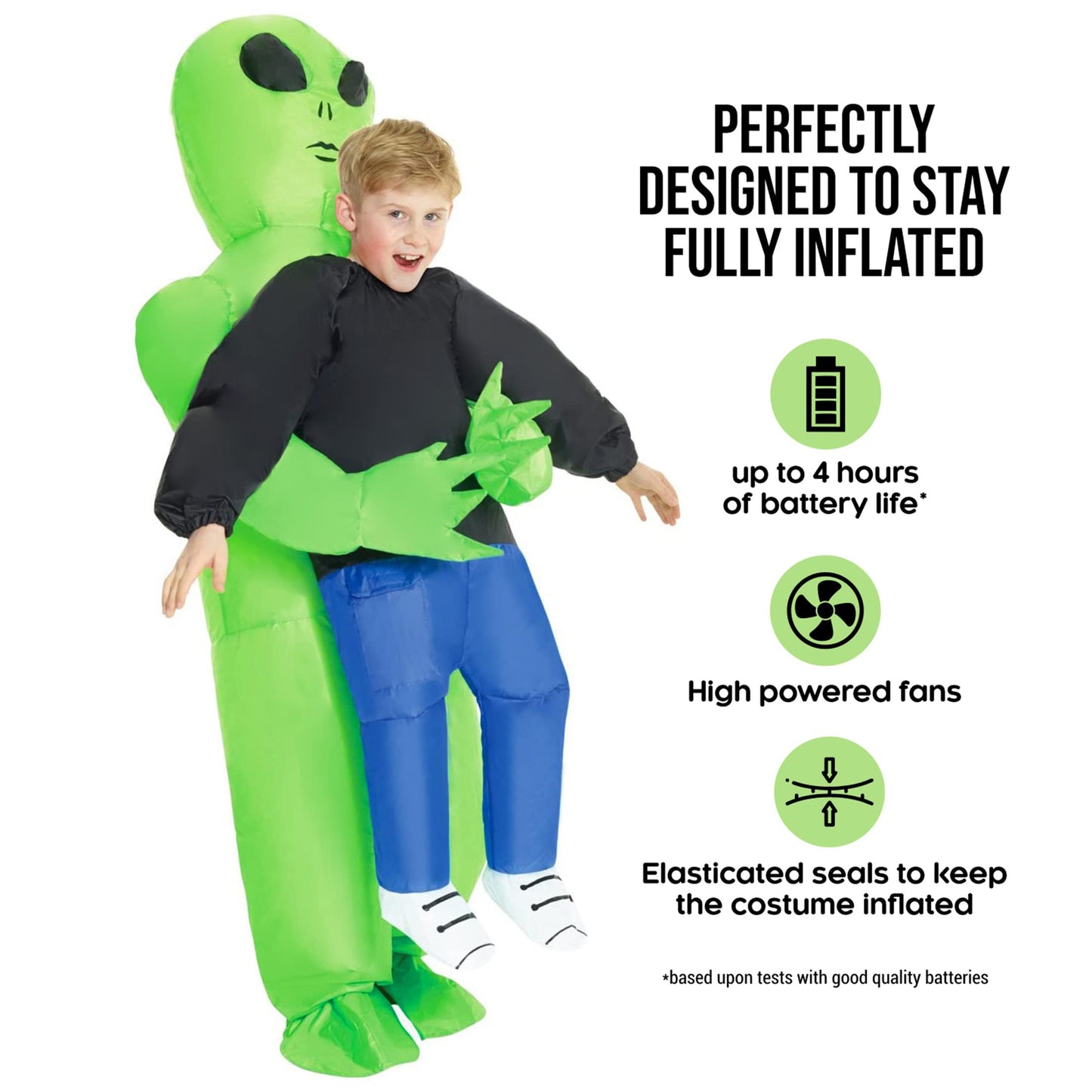 Morph Kids Inflatable Alien Costume, Blow Up Alien Outfit for Children, Halloween Costumes for Kids, Boys Halloween Costume