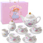 Porcelain Tea Set for Girls - White & Floral Tea Party Set for Kids I Complete Children Tea Sets with Carry Case, Teapot, Cups a