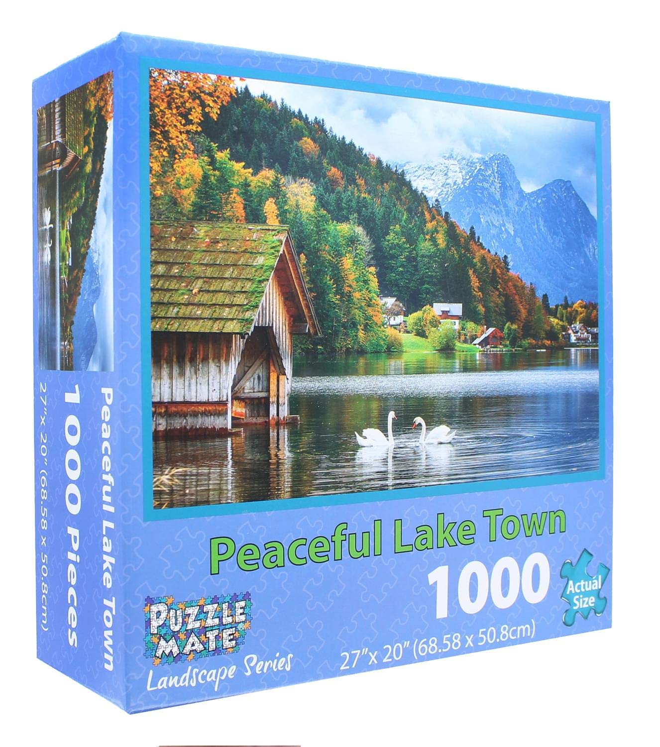 Puzzle Mate - Peaceful Lake Town - 1000 Piece Jigsaw Puzzle