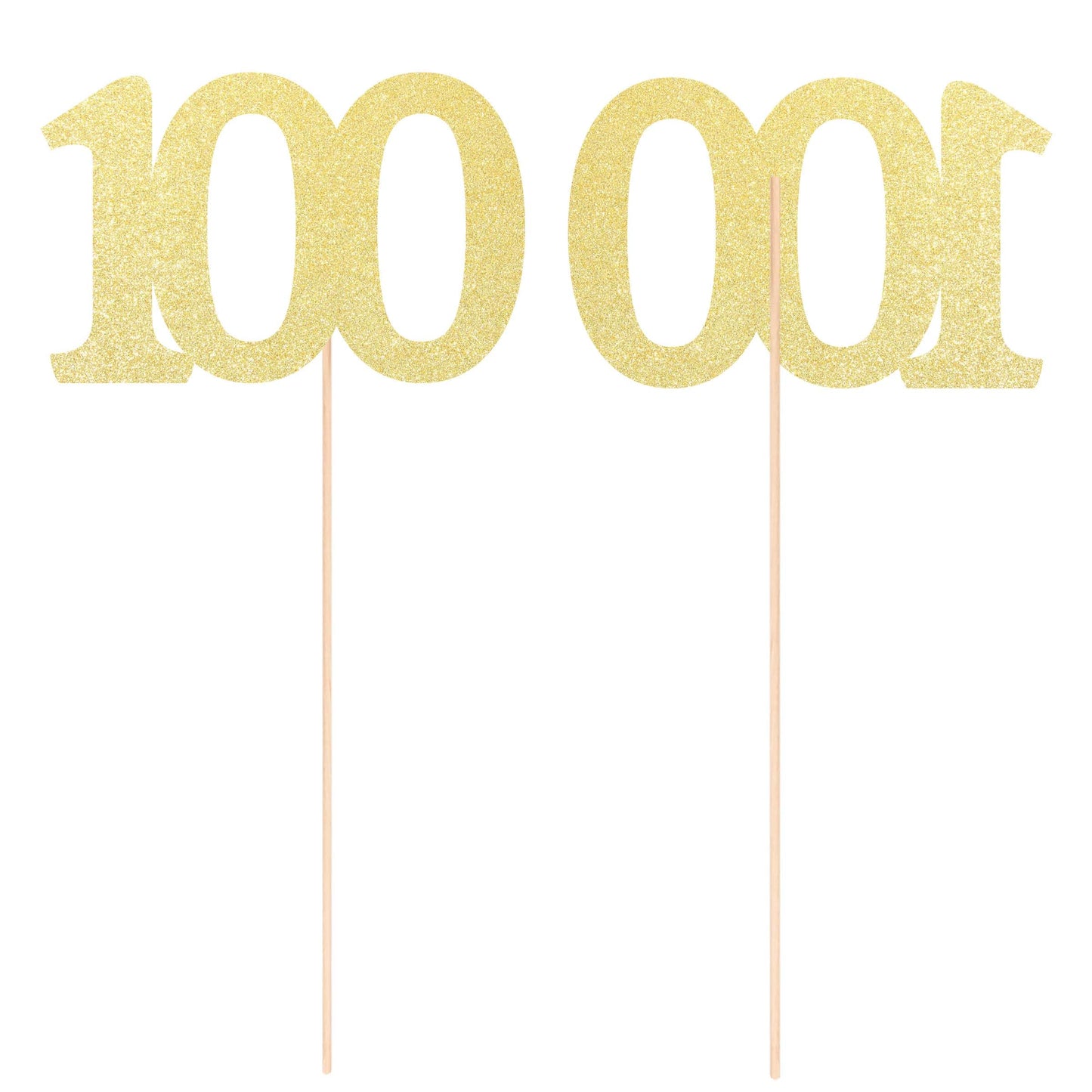 Gexolenu No 100, 10 Pack Double-Sided Gold Glitter 100Th Birthday Centerpieces For Tables, Number 100 Birthday Table Toppers Par