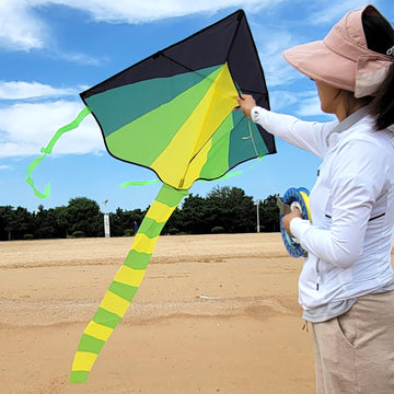 Simxkai 3 Pack Delta Kite, Green, Blue & Orange Kite For Kids & Adults, The Easiest Flying Beach Kites For Family Trip Outdoor G