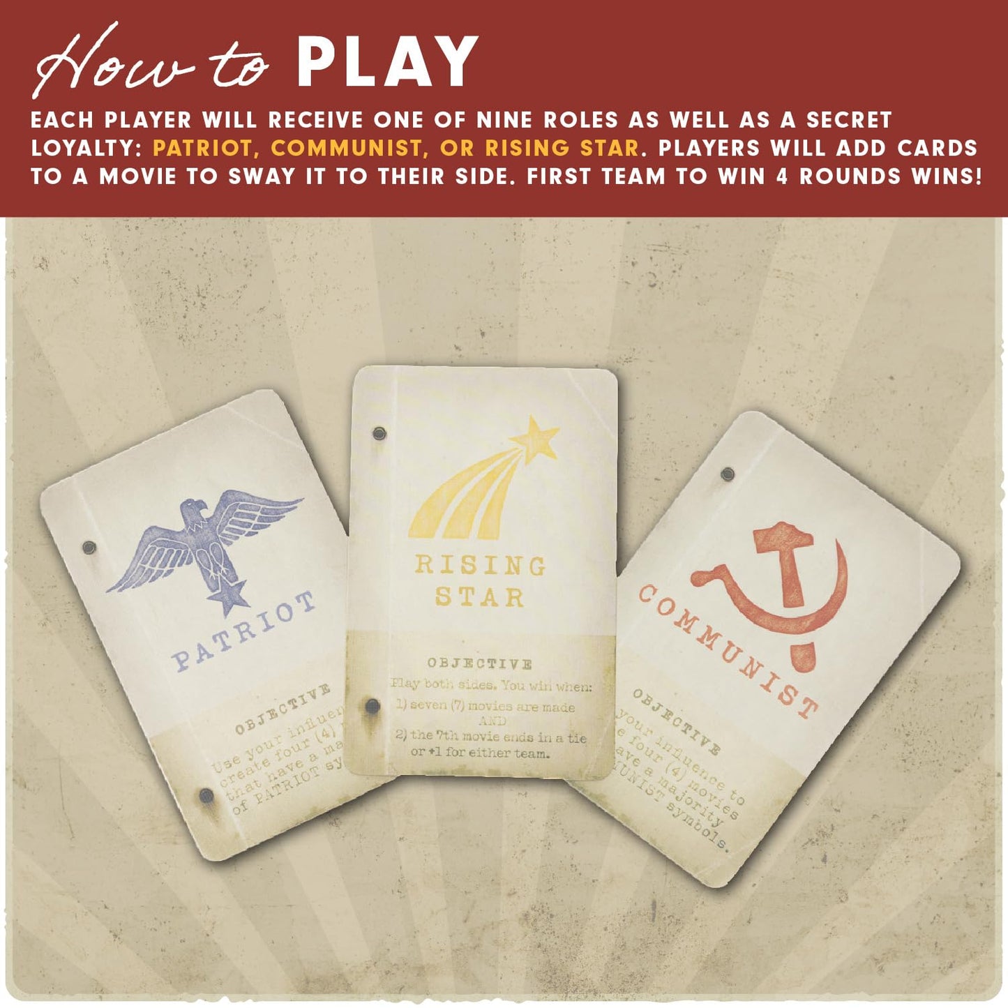 Facade Games Hollywood 1947 Board Game - Strategy and Deceit for 1-9 Players, Ages 14+, Plastic Model IB1240