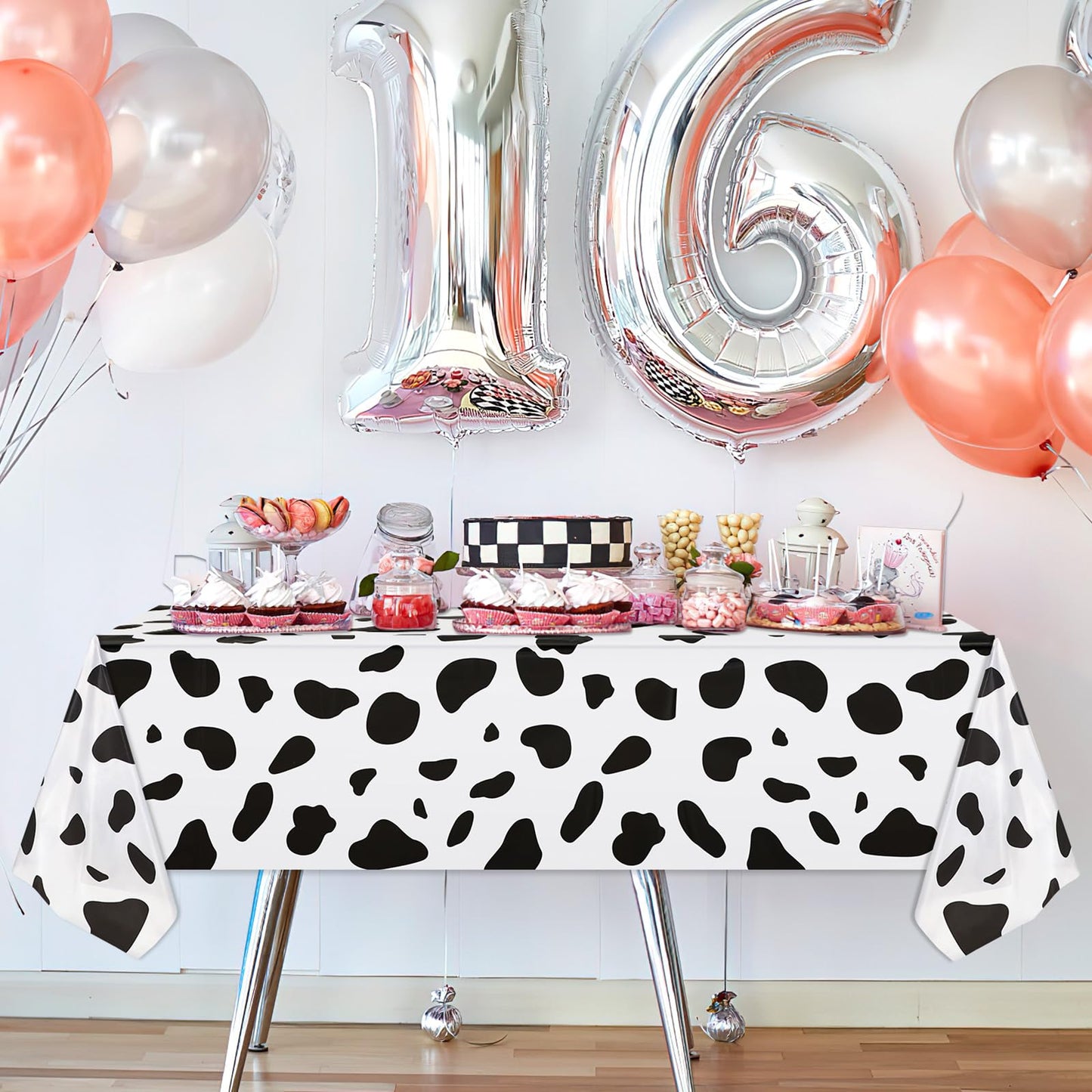 NOVWANG Kids Story Tablecloth, 4 Pack Blue Sky White Cloud Tablecloth Mix Color Toy Inspired Tablecloth Disposable Cow Table Cov