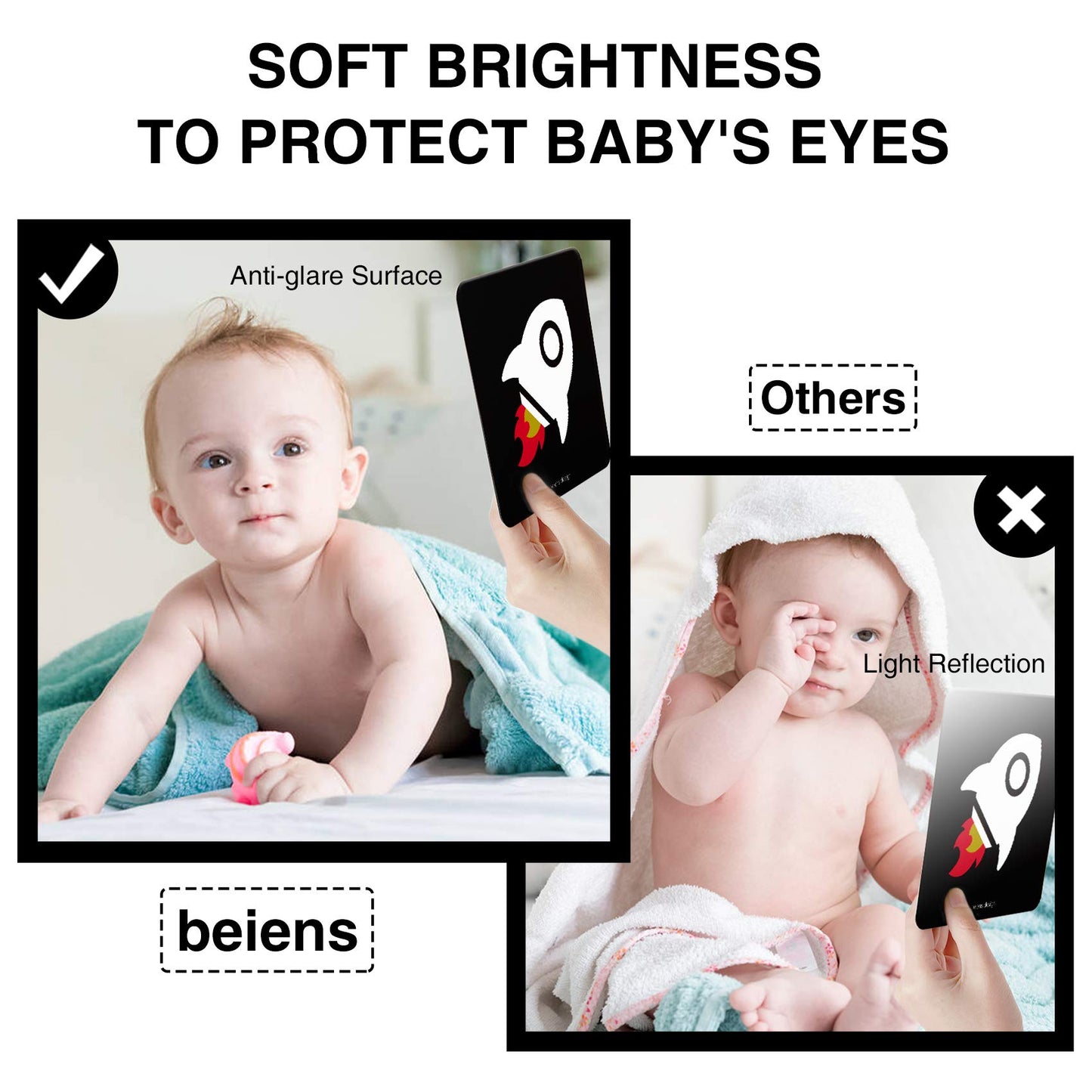 Beiens High Contrast Baby Flashcards, Newborn Brain Development Toys, Visual Stimulation Learning Activity Cards, 20 Pcs 40 Pages Educational Infants Gift (3-6 Months (Black & White & Color))