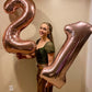 21 Balloon Number, Rose Gold Number 21St Birthday Balloons 40 Inch, 21 Or 12 Years Old Rose Gold Birthday Decorations For Men Wo
