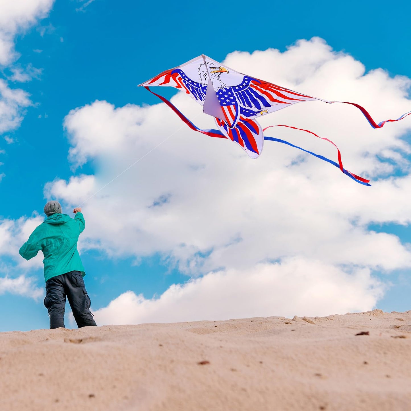 Xida Patriotic Eagle Kites For Kids & Adults, Bald Eagle Kite For Kids Ages 8-12, Easy To Fly Beginner Kite, Ideal For Independe