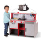 Melissa & Doug Double-Sided Wooden Star Diner Play Space, Red, 35" H x 23" W x 43.5" L, Model 3951, Durable Plastic Construction