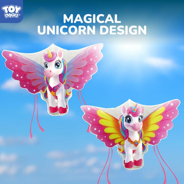 Toy Life 2 Pack 48.4'' Unicorn Kites Easy To Fly For Kids Adults With 328.1 Ft String, Beach Kite Outdoor Game Outside Toys Acti