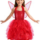 Soyoekbt Fairy Costume for Girls Princess Tutu Dress with Butterfly Wings for Girls Birthday Party Dress Up (Red, 3-4 Years)