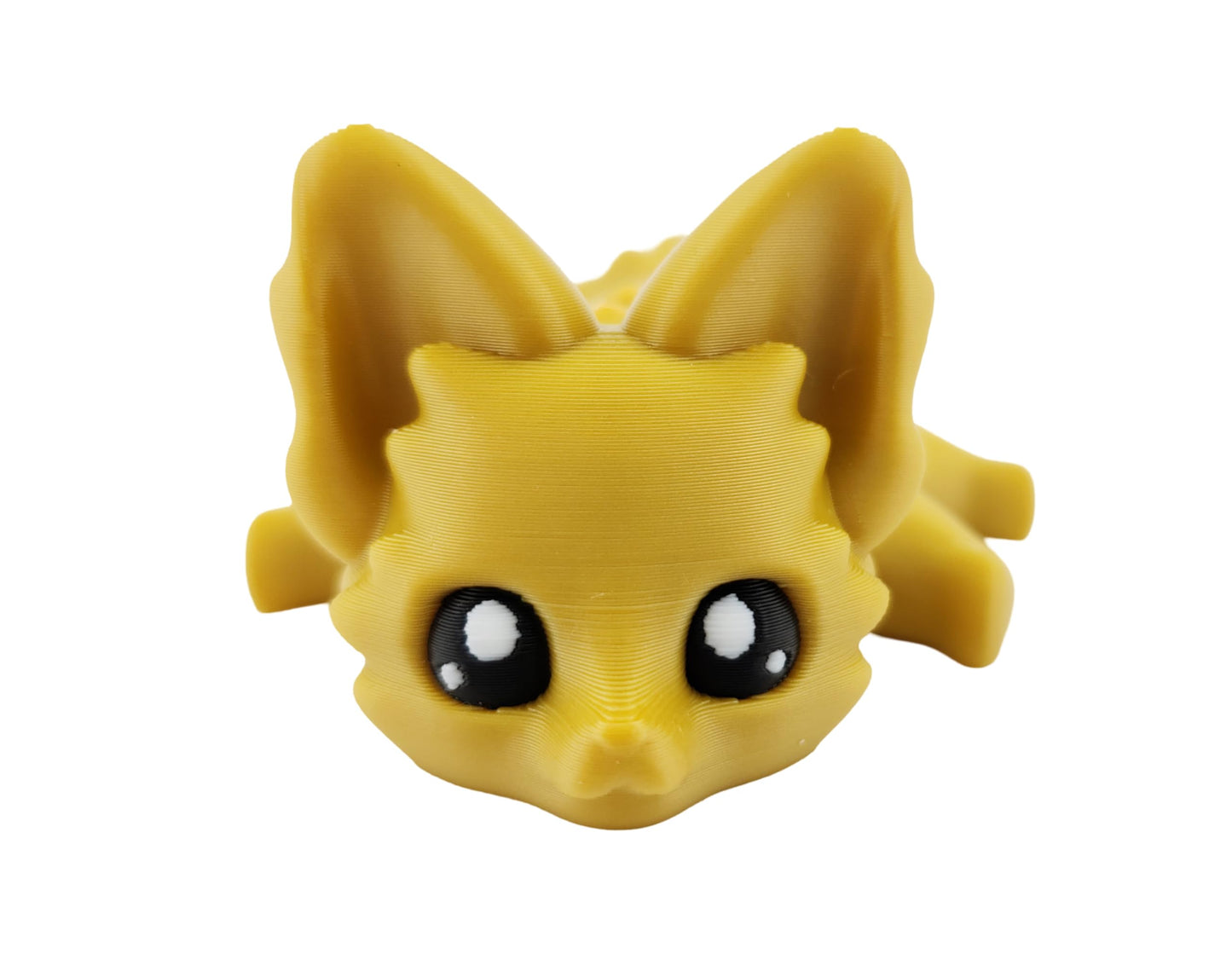 Cute Fox Desk Buddy, Articulated 3D Printed Fidget, 7.5 Inches, Authorized Seller (Gold)