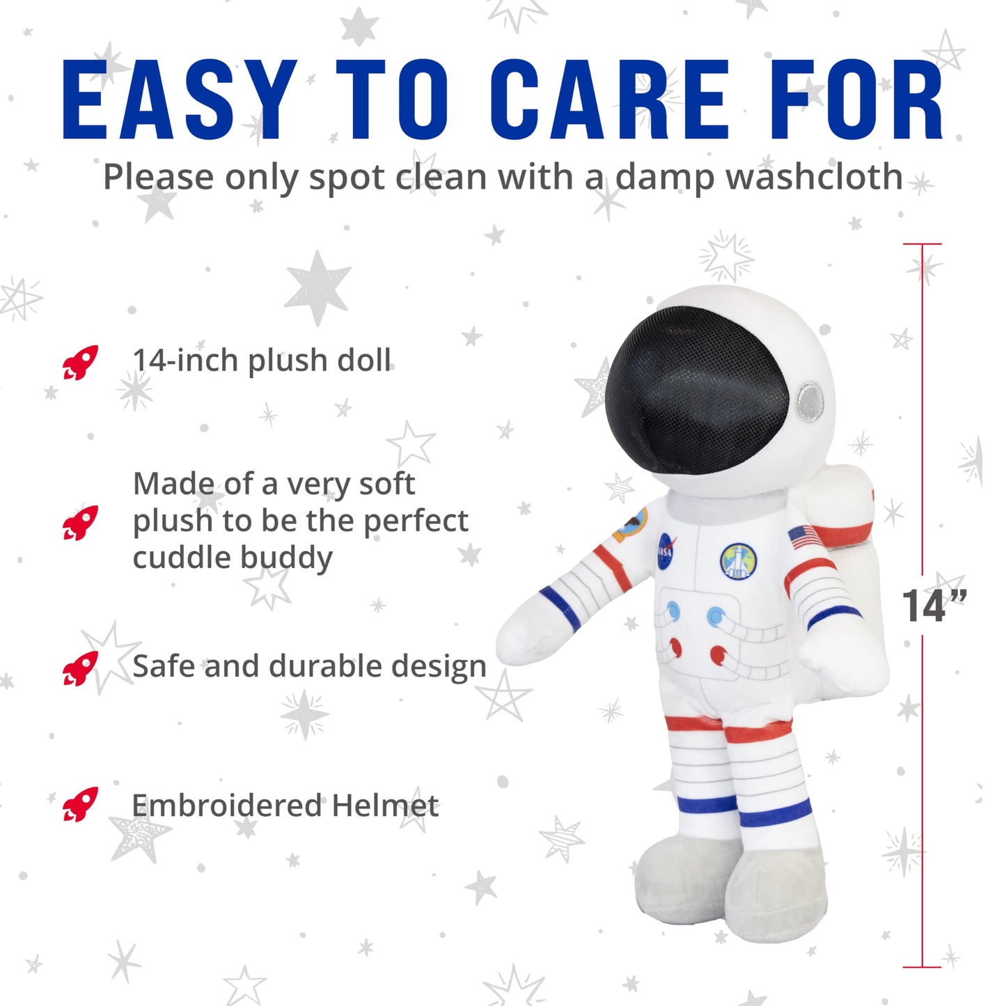 Playtime By Eimmie Soft Baby Doll - Plush Rag Dolls For 2 Year Old Girls Boys Toddler & Infants - Plush Doll - Astronaut Plush Washable Doll - Astronaut Toys 14' (Nasa Astronaut 14') - Astronaut Doll