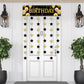Blosssound Happy Birthday Door Decorations Golden Door Cover Banner Black and Gold Hanging Star Garland Porch Sign Backdrop Door