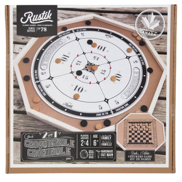 Rustik BJR000135 Crokinole De Luxe 2 Games in 1, Multicolor