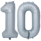 40 In Matte Gray Number Balloons Helium Foil Mylar Balloon Birthday Party Banquet Decoration 10