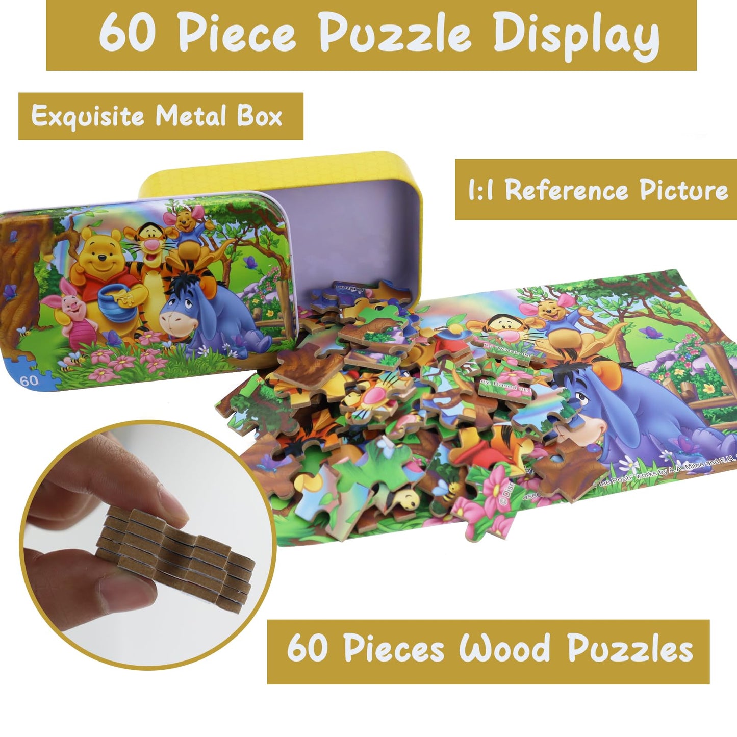 60 Piece Jigsaw Puzzles For Kids Ages 4-8 Winnie The Pooh Puzzle- Family Game Reduced Pressure Toy Gift For Children (2500)