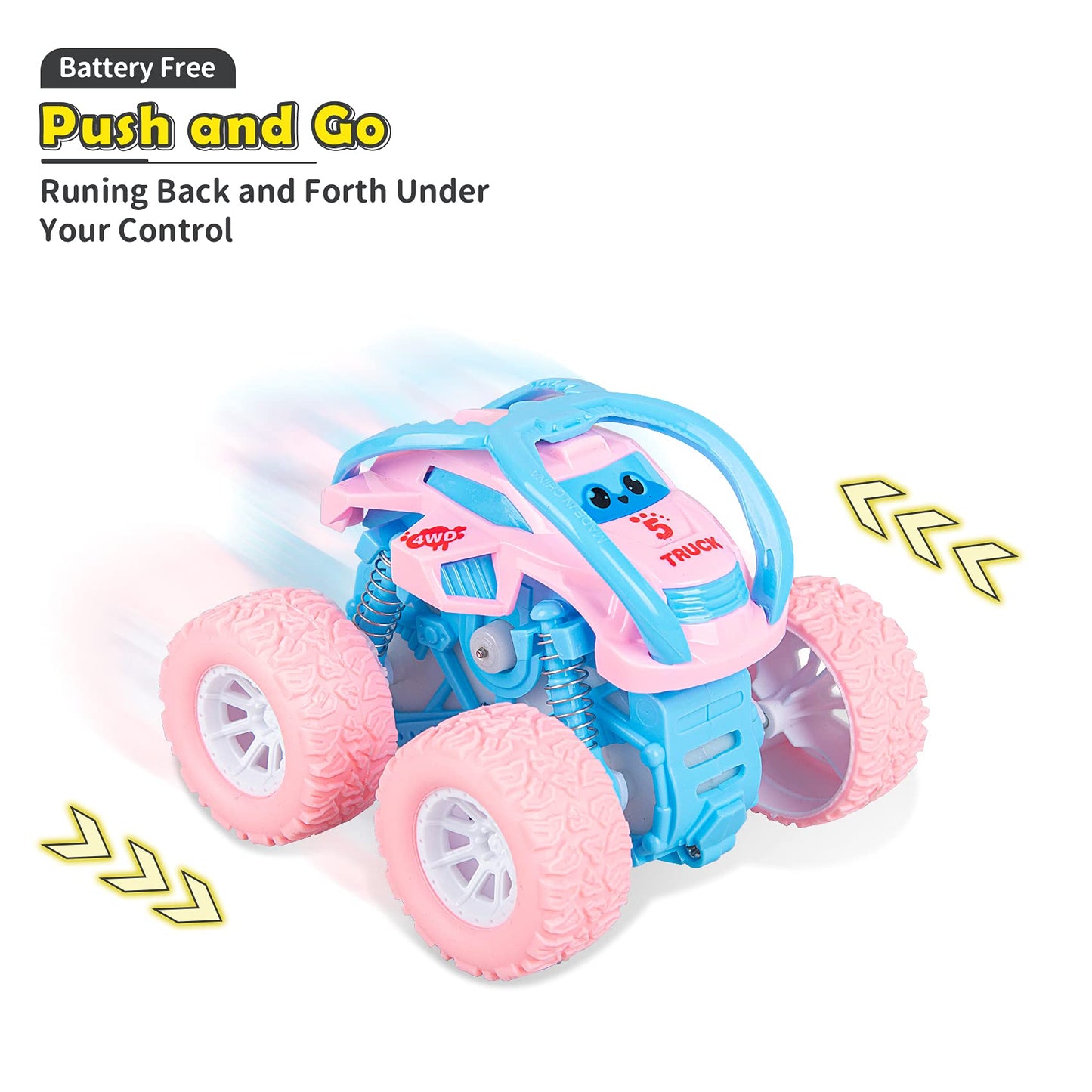LODBY Car Toys for 2 3 4 Year Old Girls Gifts, Pull Back Cars Toys for Toddler Age 2-6, Monster Trucks for Kids Boys Toys Age 2-
