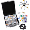 Homwom Double 12 Colored Dot Dominoes Set - 91 Tiles, 9 Trains, Octagon Hub, Aluminum Case, White