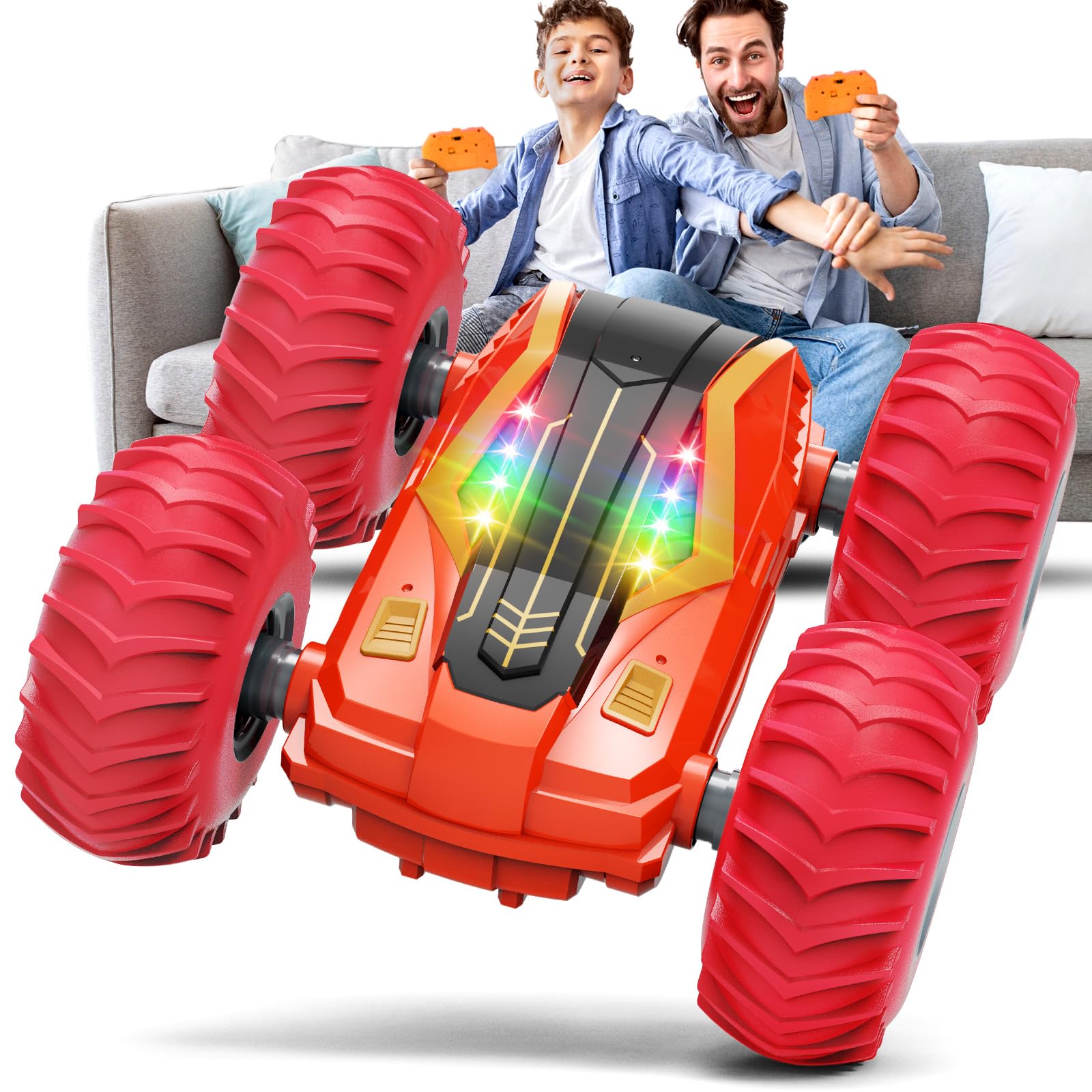 Tecnock Large Remote Control Car For Kids, 1:14 Bigger Size Rc Stunt Car With Inflatable Tires, 2.4Ghz Rc Cars With 40-Min Playt