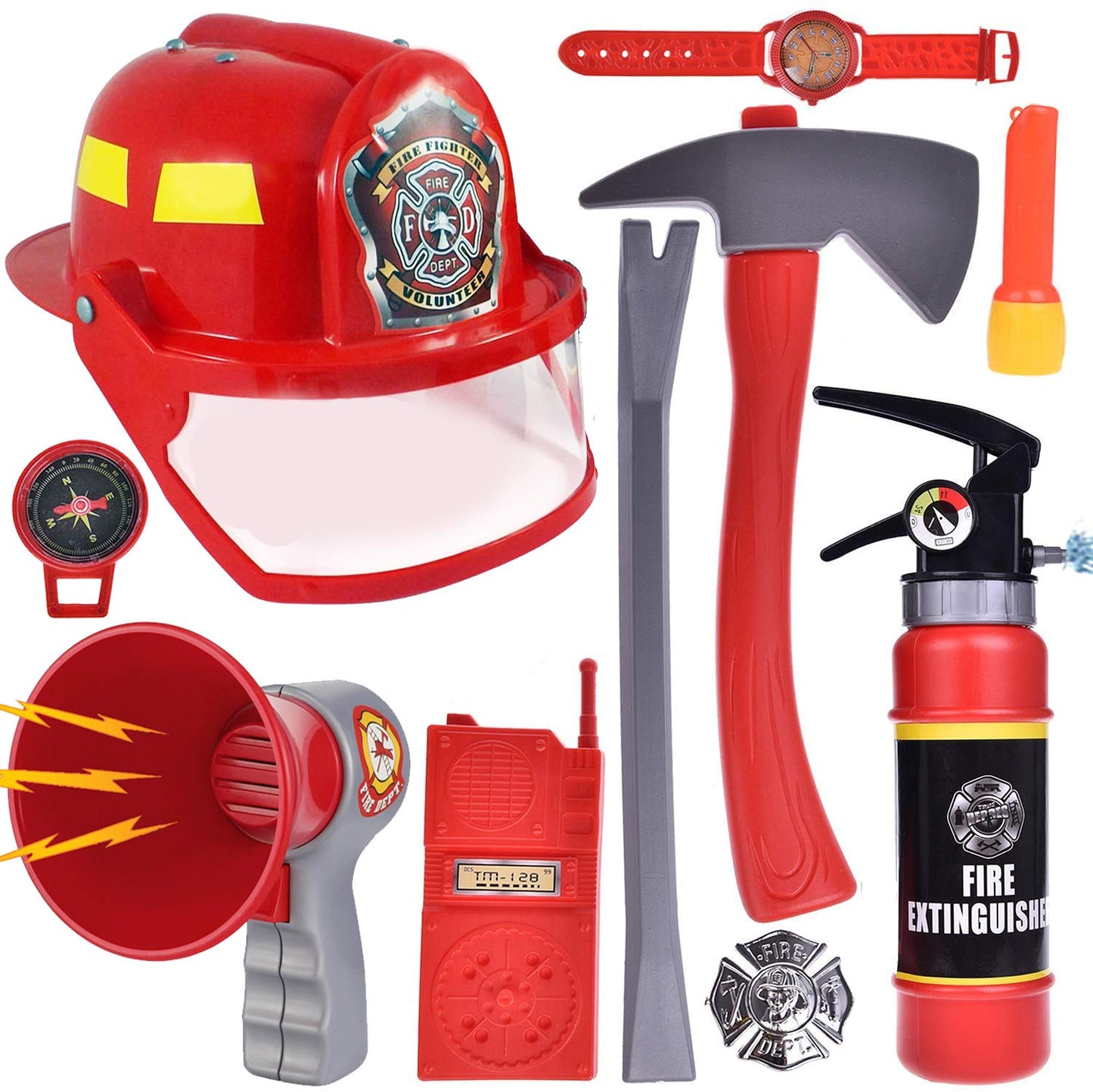 Liberty Imports Firefighter Costume Set for Kids, 3-6 Years, Red, Includes Helmet and Tools, Model 5022