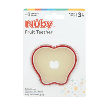 Nuby 100% Silicone Fruit Teether, Apple, 3M+
