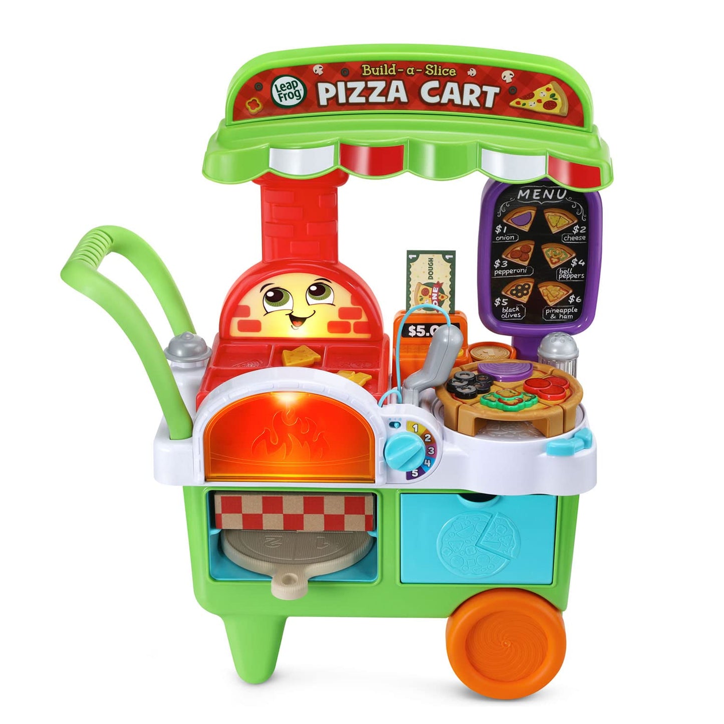 LeapFrog Build-a-Slice Pizza Cart - Multicolor, 21.3 x 25.9 x 8.6, Fun Interactive Toy for Kids, Frustration Free Packaging