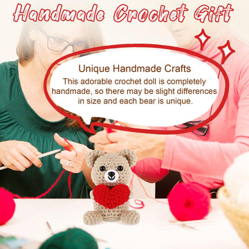 Positive Bear, Pocket Hug Bear With Love Heart Bear Crochet Doll Valentine Bear Emotional Support Animals Knitted Bear Toy For C
