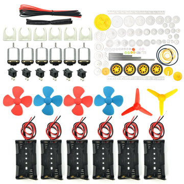 Eudax 6 Set Rectangular Mini Electric 1.5-3V 24000Rpm Dc Motor With 84 Pcs Plastic Gears,Electronic Wire, 2 X Aa Battery Holder ,Boat Rocker Switch,Shaft Propeller For Diy Science Projects