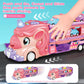 Car Toys for 3 4 5 6 7 Year Old Toddler Girl, Toys Truck & Foldable Race Track Car Toys with Light & Sound, Birthday Gift for Ki