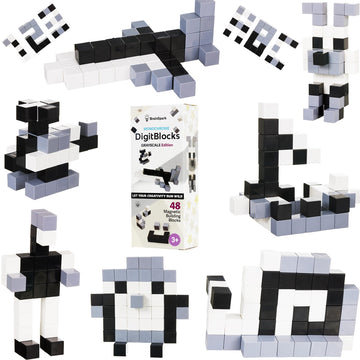 48PCS Pastel Transparent DigitBlocks Magnetic Building Blocks for Kids Montessori STEM Toys for Boys Girls Ages 3-9 Includes Car