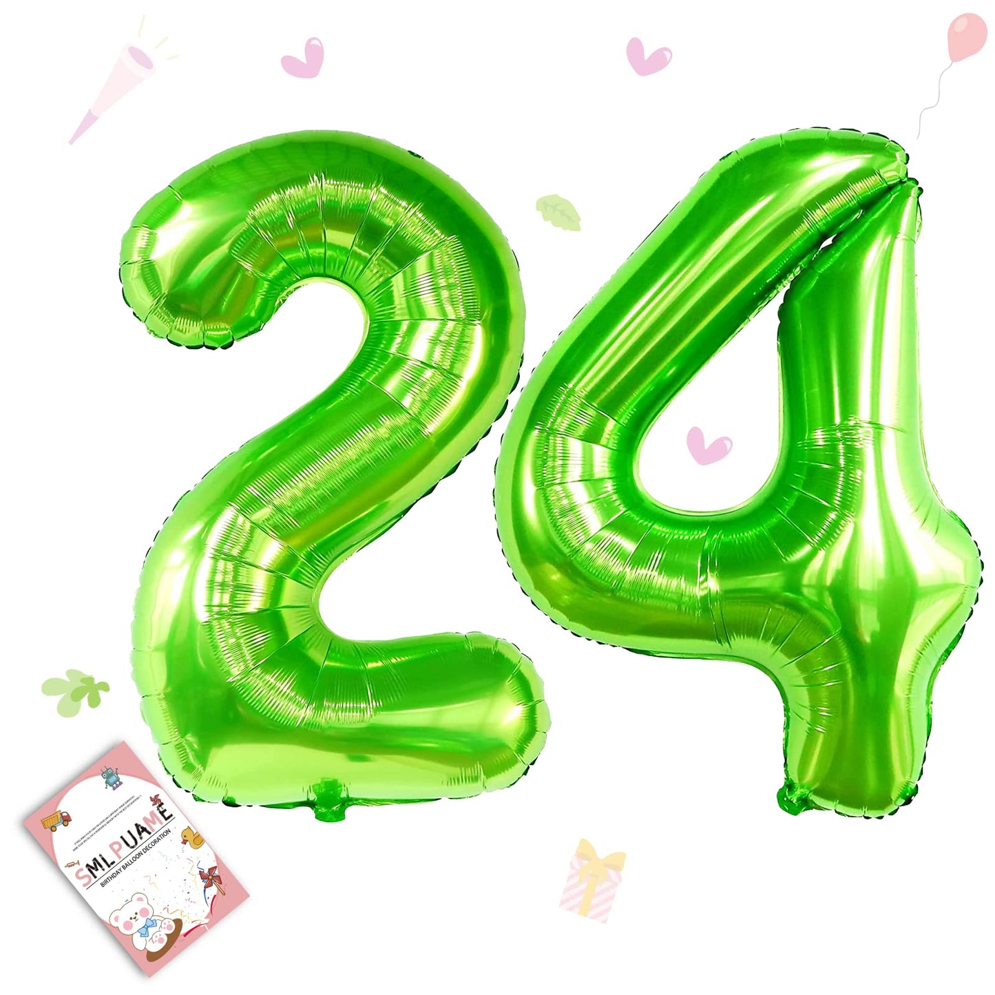 Smlpuame 40 Inch Number Balloon 0-9 Green Large Number 24 Balloons,Digital Balloons For Birthday Party Celebration Decorations S