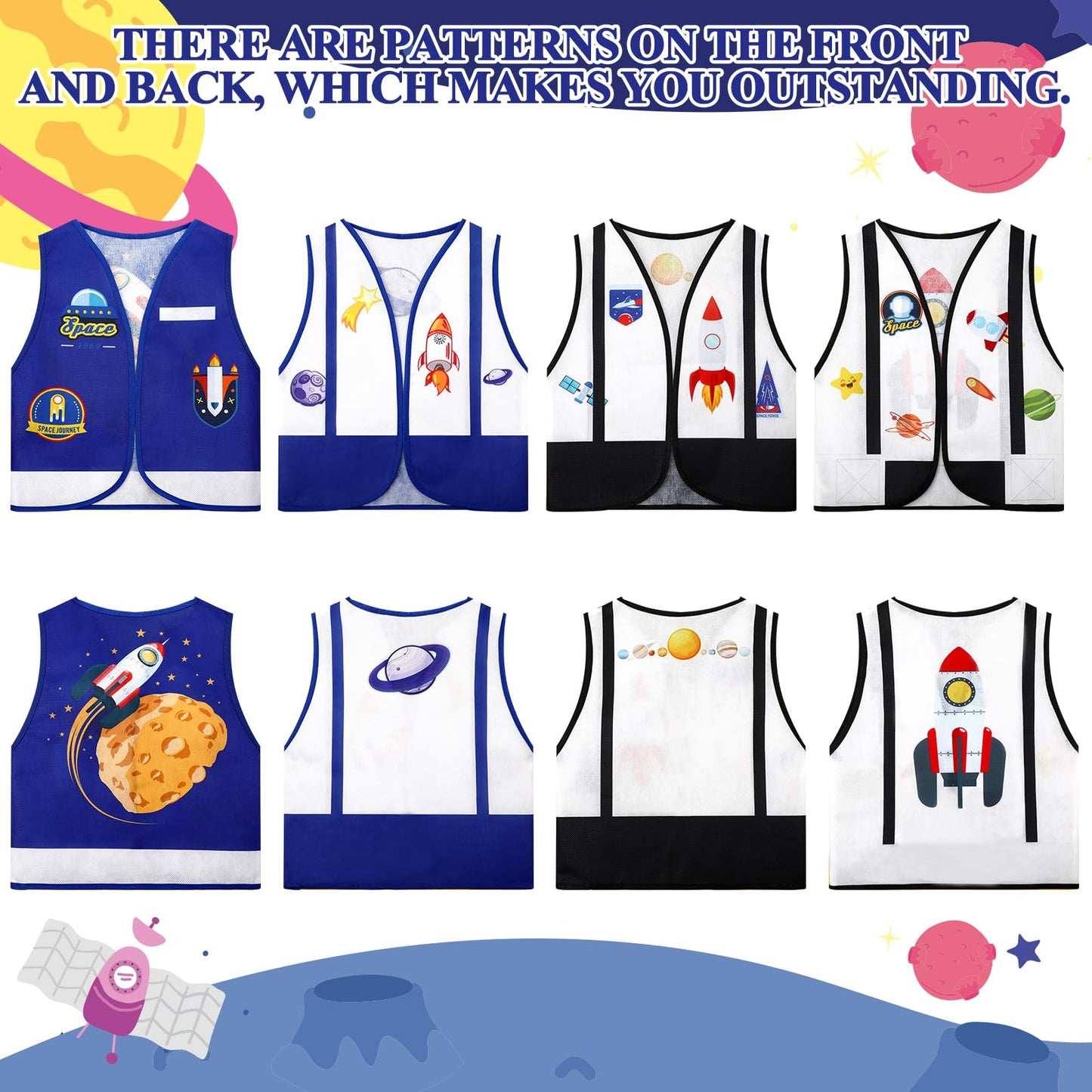 Panitay 24 Pcs Astronaut Costume for Kids Astronaut Vest Space Pilot Dress up Accessories for Nasa Outer Space Theme Party Favor