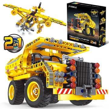 Jyusmile Stem Toy Building Toy For Age 6, 7, 8, 9, 10, 11, 12 Years Old Kids Boys Girls - 2-In-1 Truck Airplane Take Apart Toy, 361 Pcs Diy Building Blocks Kits, Engineering Construction Toy
