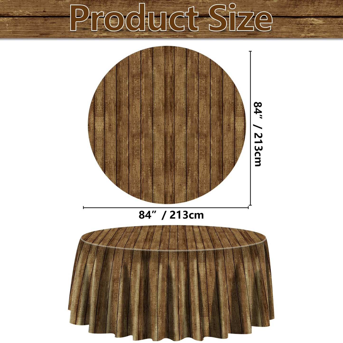 PIXHOTUL Wood Grain Plastic Tablecloths - 84 x 84 inch, 3 Pcs for Cowboy Party & Vintage Farmhouse Decor