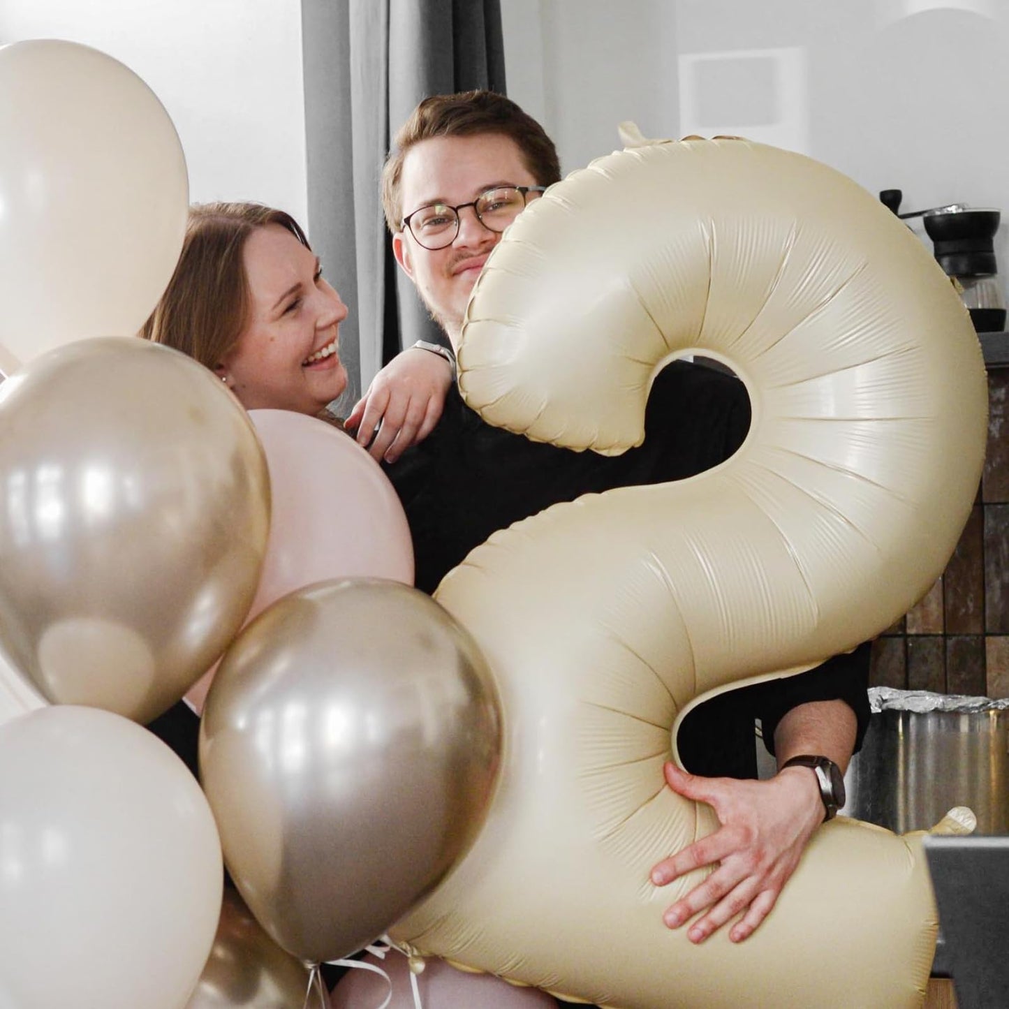 40 Inch Cream Number 0 Balloon, Beige Large 0-9 Birthday Balloons, Digital 0 Cream White Giant 0 Foil Balloon For Numbers 0/10/2