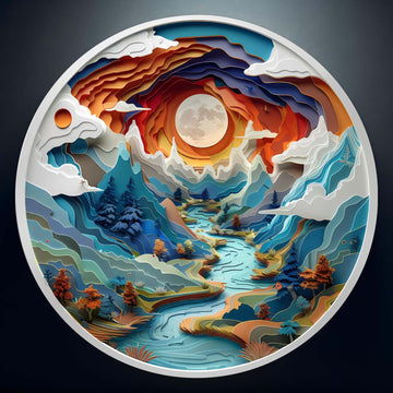 Jigfoxy Wooden Puzzle for Adults, 3D Visual Full Sun in The Mountains Wooden Jigsaw Puzzles for Adult, Unique Animal Shape Wood 