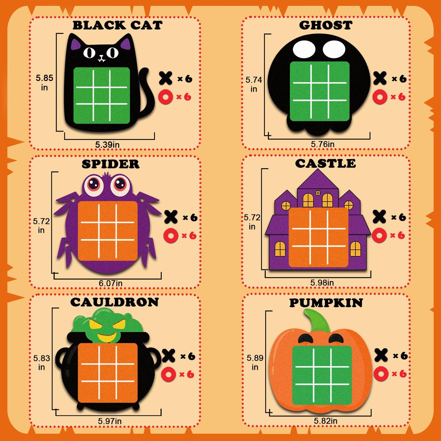 Leetous Halloween Tic Tac Toe Party Favors Games For Kids 6 Pack, Halloween Treats Non Candy Basket Goodie Bag Stuffer Fillers F