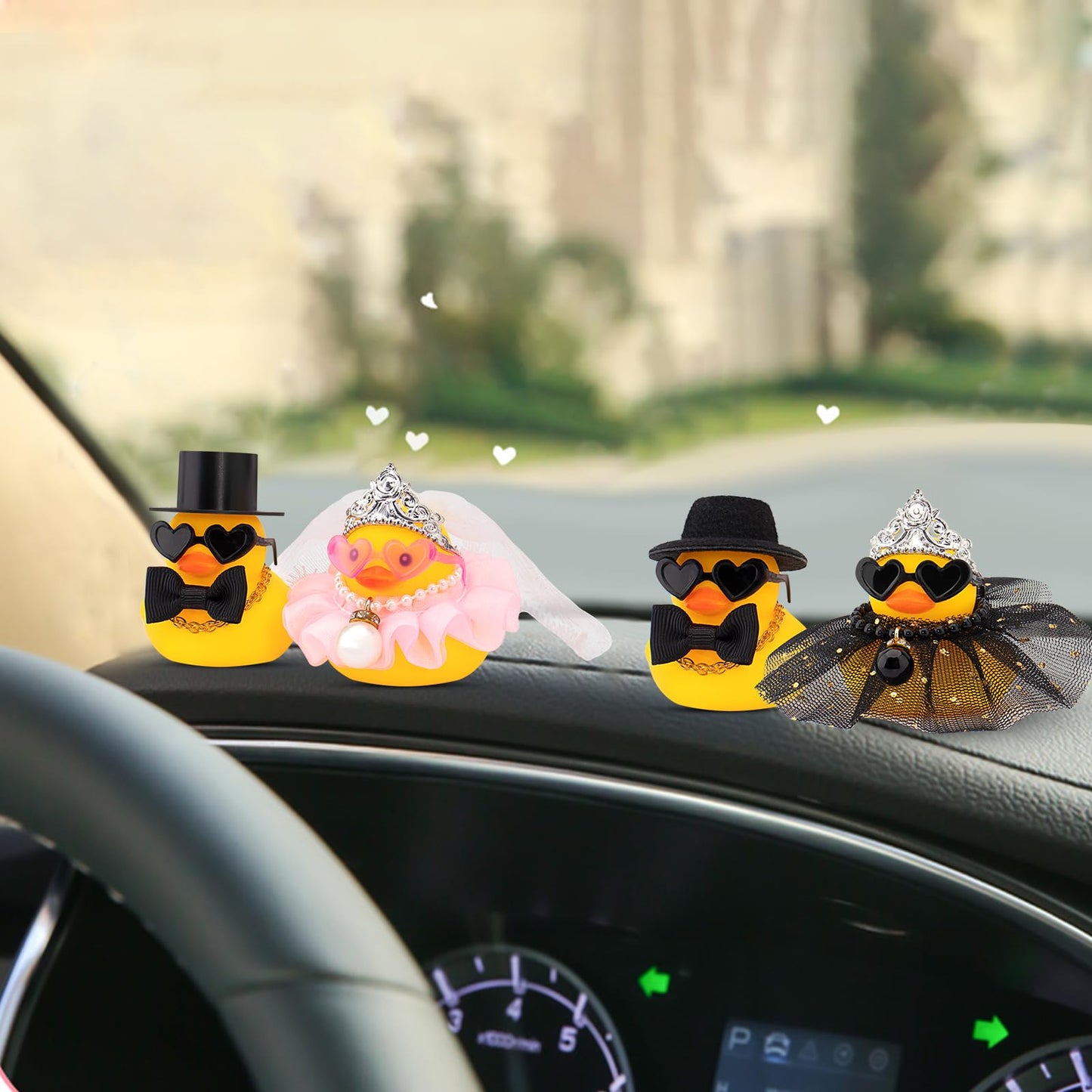 wonuu Pair Set of 2 Wedding Rubber Ducks  Bride Groom Duckies Marriage Rubber Duck Mini Couple Ducky for Ceremony Gift Souvenir Marry Blessings Elegant Heartwarming Present  Pink with Hard Top Hat