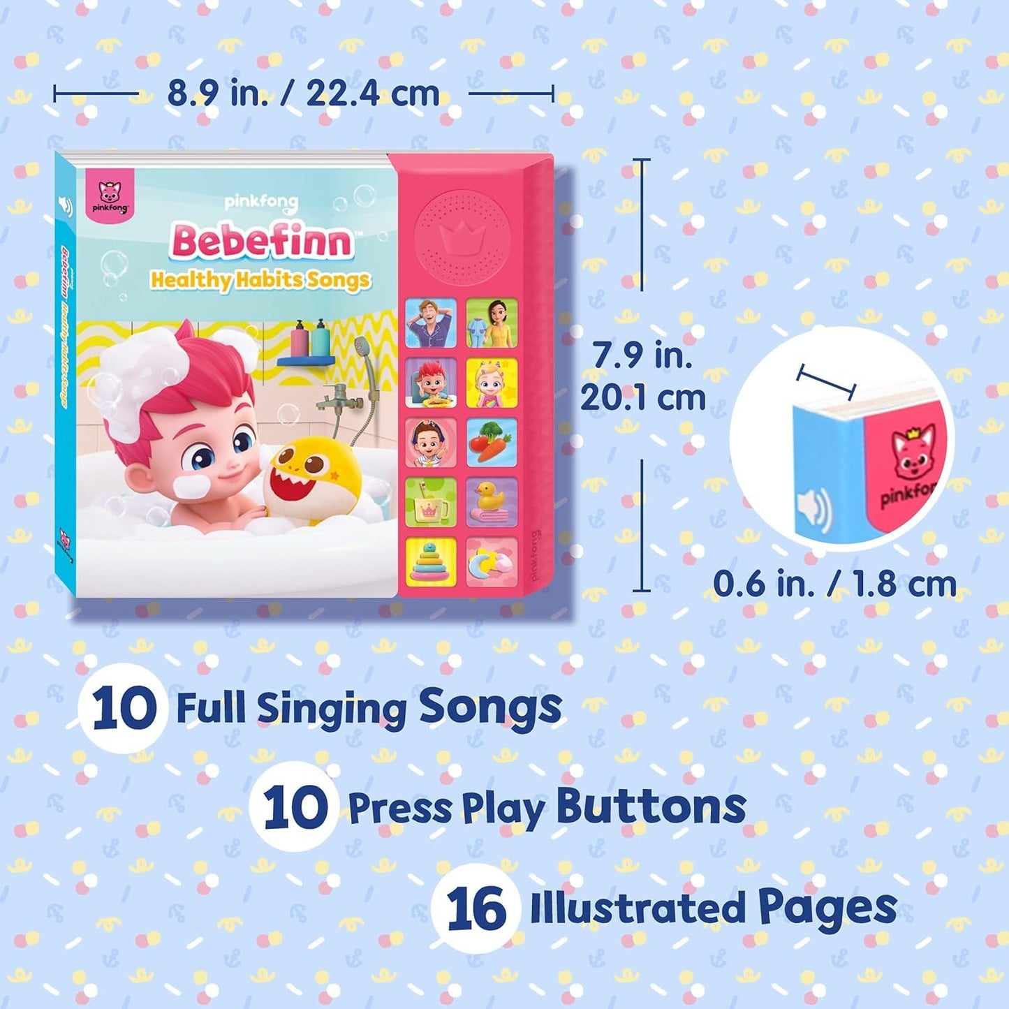 Pinkfong Healthy Habits Sound Book | Musical Toy for Toddlers 1-3 | Nursery Rhymes | Model PFNSB033 | Color: Blue